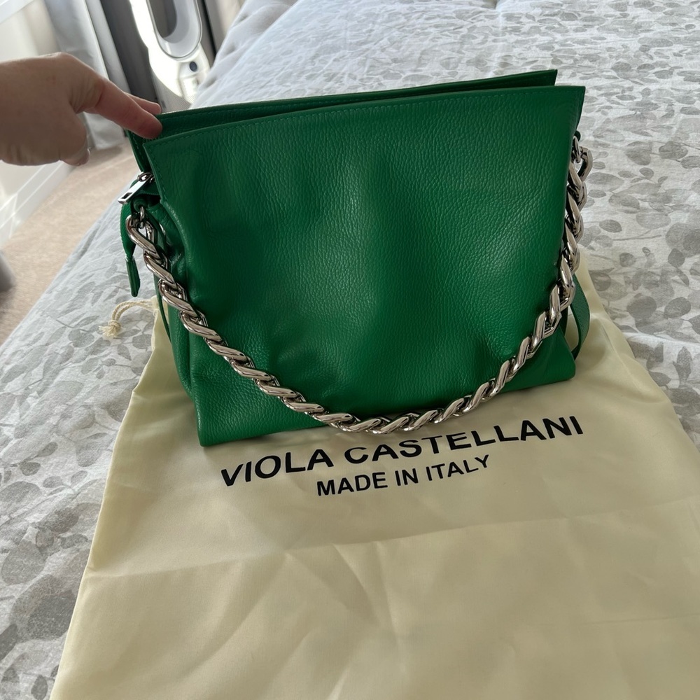 P409. Viola Castellani Gorgeous Green Italian leather bag  NWOT